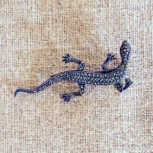 Sterling and Marcasite Lizard Pin / Brooch